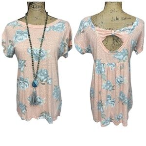 ODDY Boutique Soft Sexy Bow Back Floral Tunic